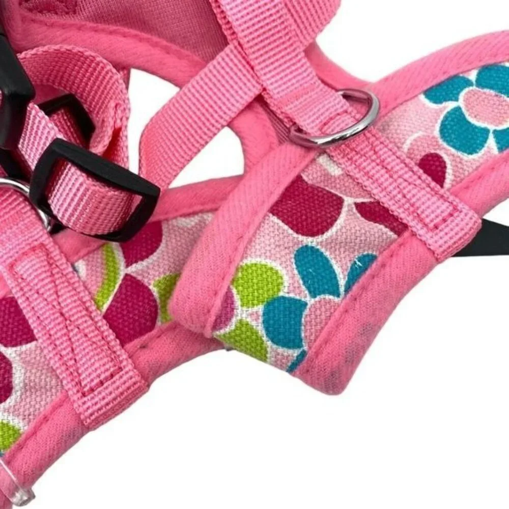 Dog Harness Set Of 2 Pink Floral Mod Print XS Flaw
